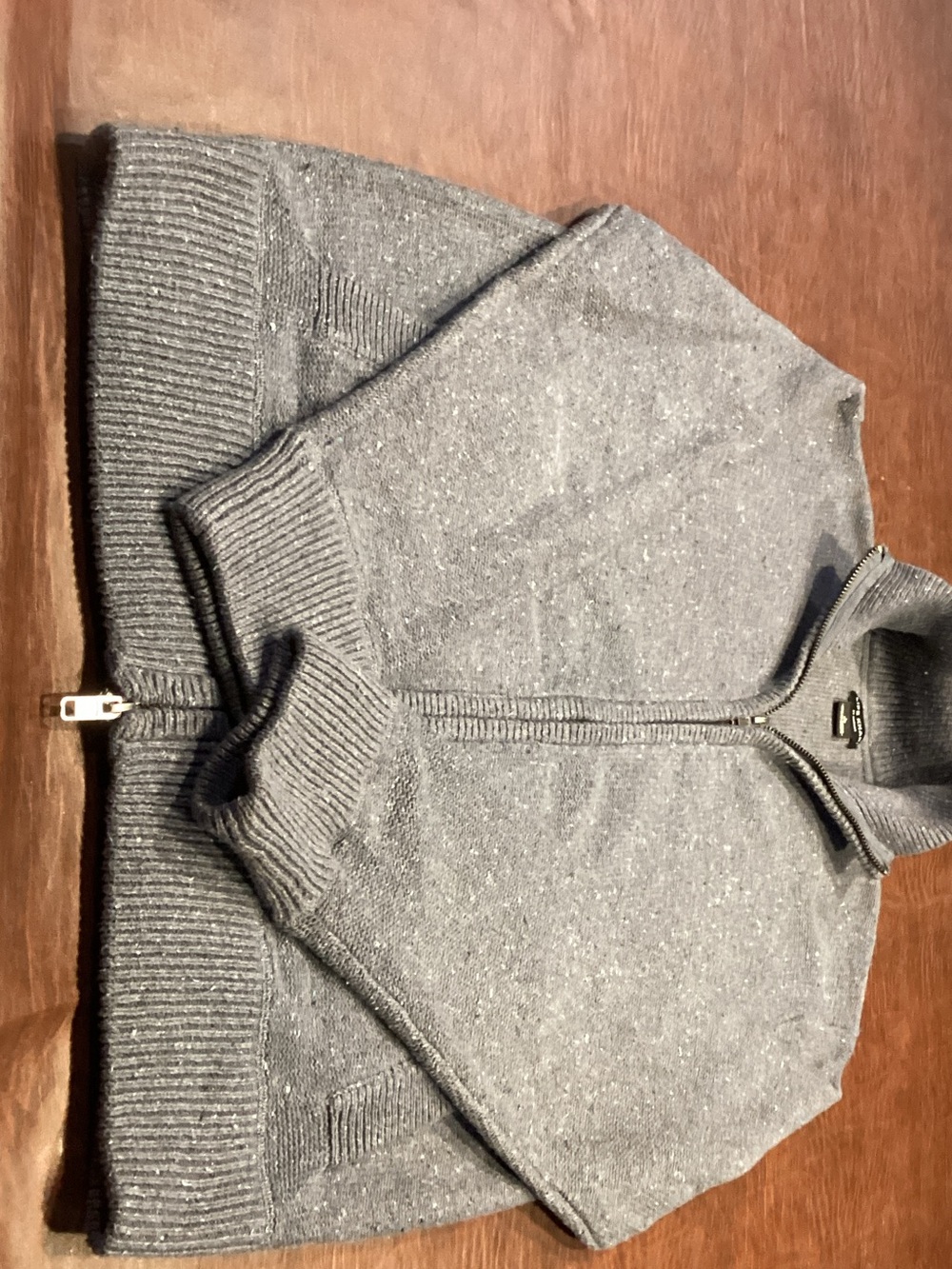 Haggar Men's Charcoal Heather Full-Zip Sweater